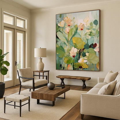 “Botanical Breeze” - Abstract Floral Acrylic Art on Canvas CT1872