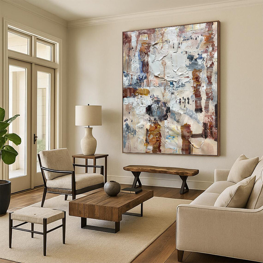 Textured Urban Abstract - Abstract Impasto Painting On Canvas DKH1302