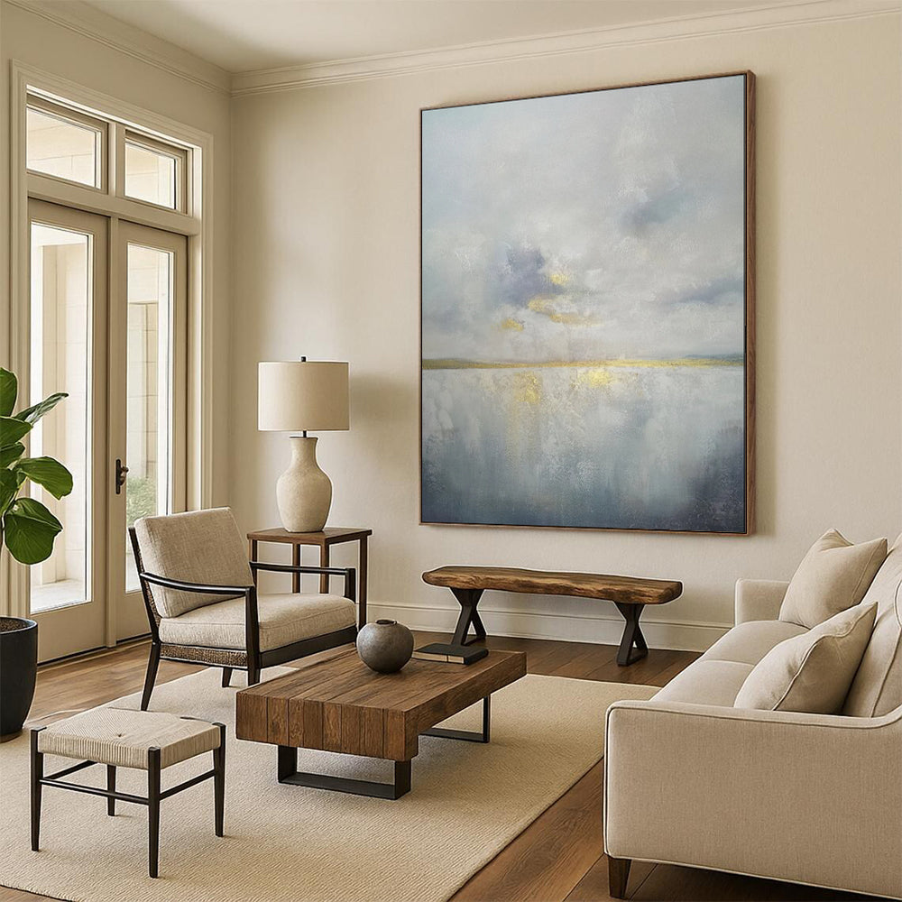 “Gilded Horizon: Abstract Sea & Sky” - Textured Mixed - Media on Canvas CT1903