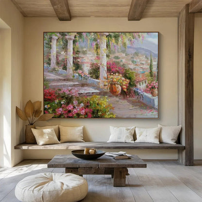 Mediterranean Garden Terrace Painting On Canvas DKH663