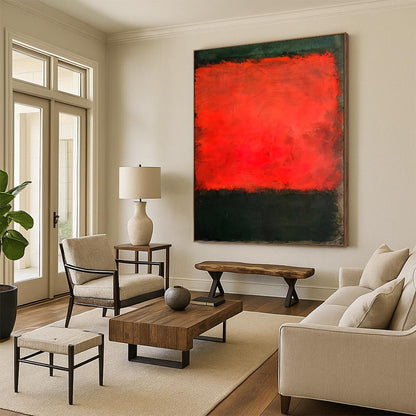 “Red & Black Color Blocks” - Bold Color Field Painting On Canvas DKH1614