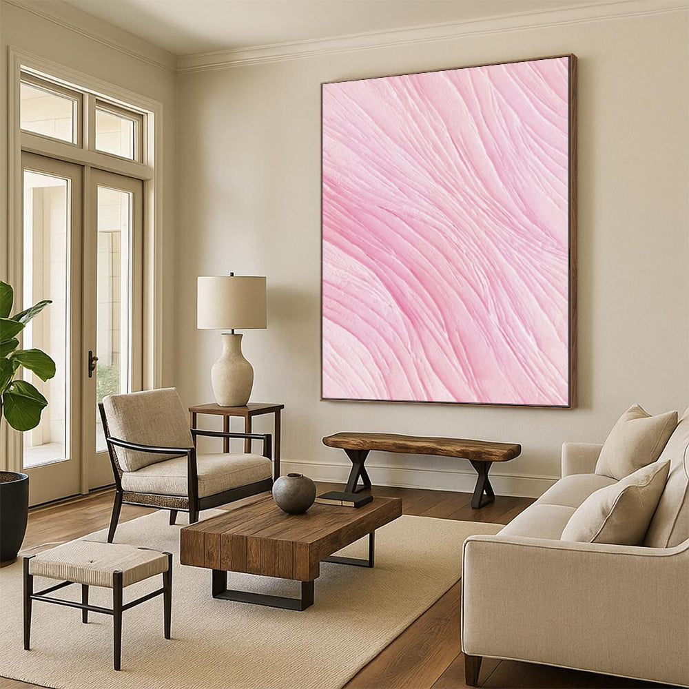 “Pink Textured Waves” - Abstract Textured Painting CT1979