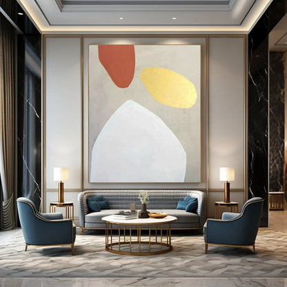 “Terracotta - Gold - White Organic Shapes” – Abstract Organic Shape Art CT0996