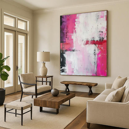“Pink - Purple - Red Abstract Layers” ，Abstract Acrylic Painting CT0814