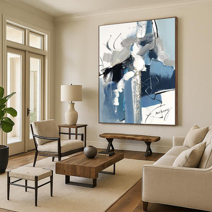 “Dynamic Blue Abstract Strokes” – Expressive Abstract Acrylic CT2082