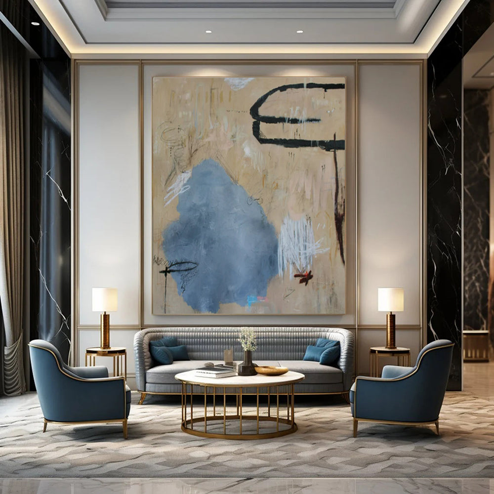 Beige - Toned Abstract Marks - Abstract Expressionist Acrylic Painting CT1414