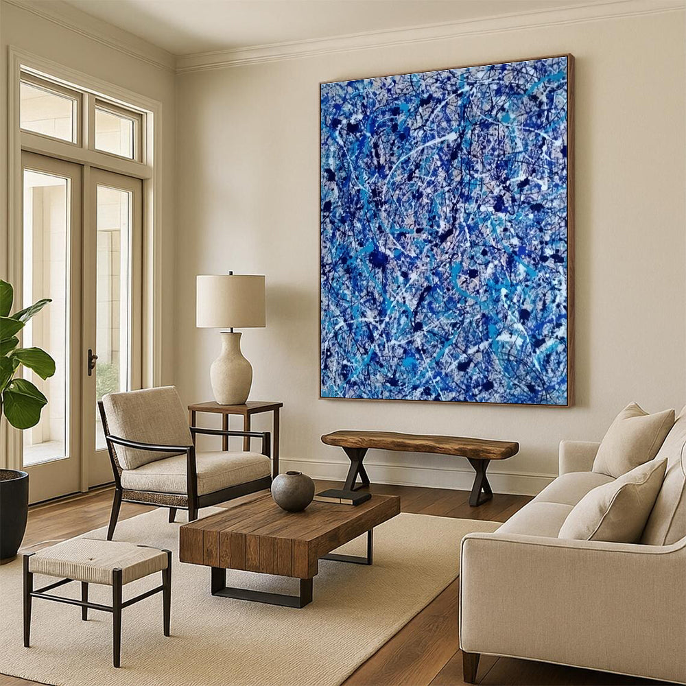 “Blue Drip Chaos” ，Abstract Expressionist Drip Art CT0886