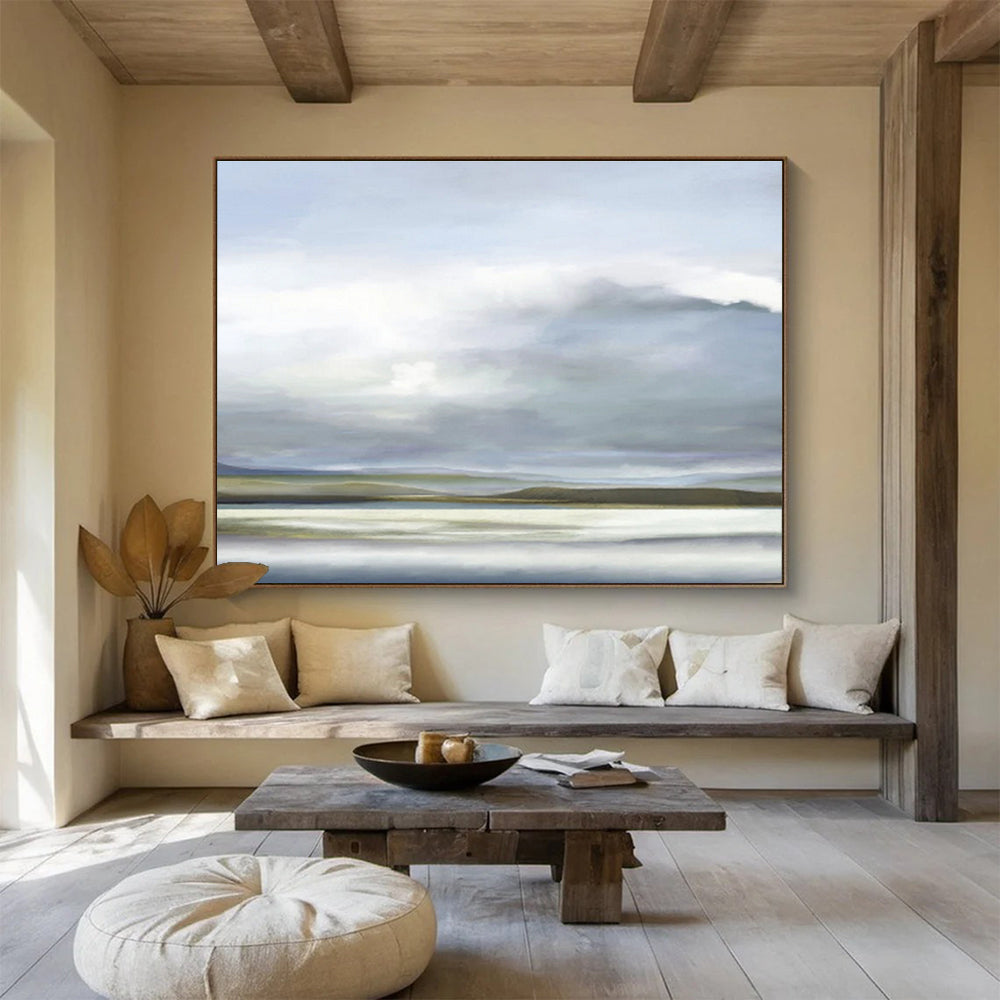 “Soft Hues: Tranquil Landscape” Minimalist Landscape Painting On Canvas DKH360