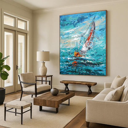 “Impasto Sailing Scene” ，Impasto Marine Oil Painting CT0915