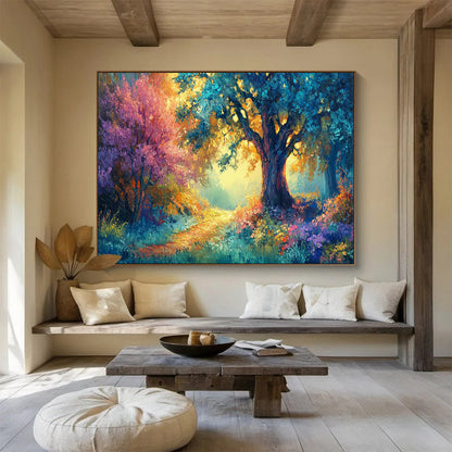 “Enchanted Forest Path” - Colorful, Vibrant Landscape Fantasy Painting On Canvas DKH697