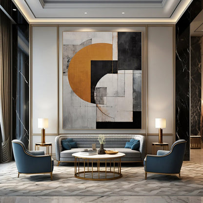 Overlapping Circles & Squares - Geometric Abstract Art CT1207