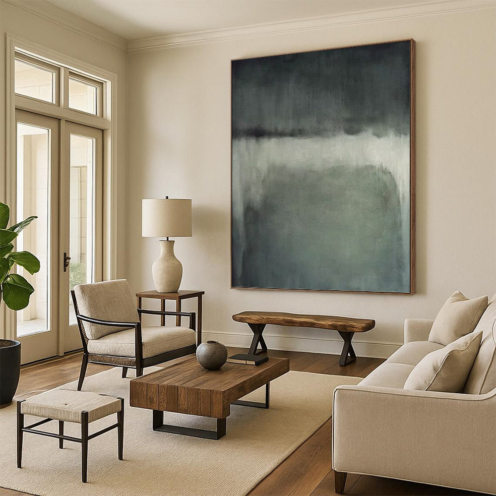 “Muted Gray Horizons” - Shades of Gray Abstract Minimalist Painting On Canvas DKH1193