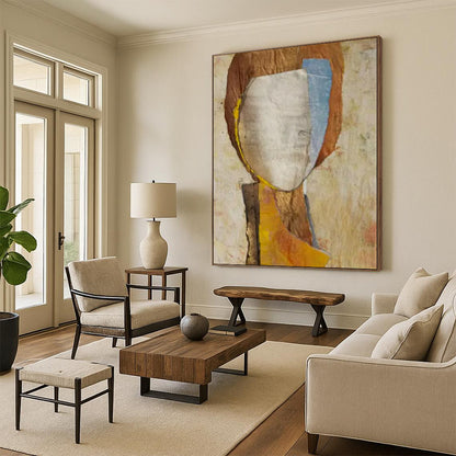 “Collage Portrait” - Mixed - media Abstract Portrait Painting On Canvas CT2221