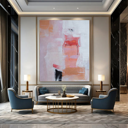 Pink - Orange Abstract Forms - Abstract Color - block Acrylic Painting CT1385