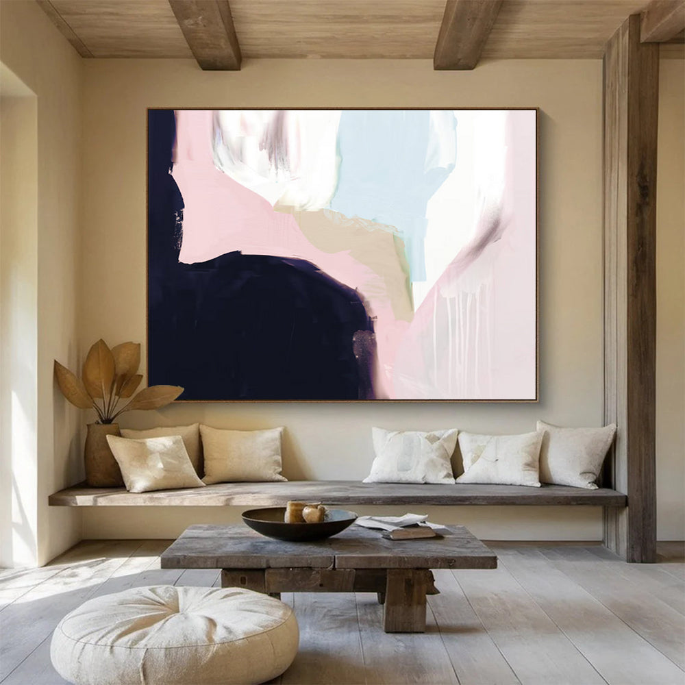 “Soft Pastel Shapes” Minimalist Abstract Painting On Canvas DLZ132