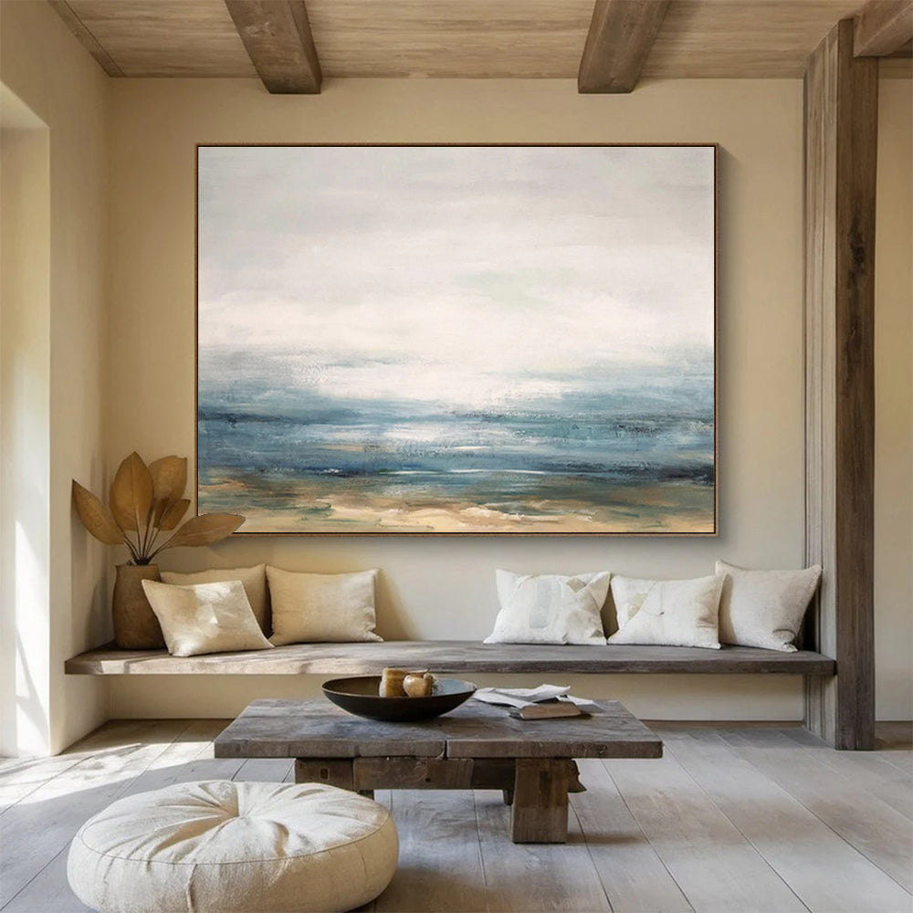 Misty Shore Softly Painted Coastal Abstract Painting On Canvas DKH174