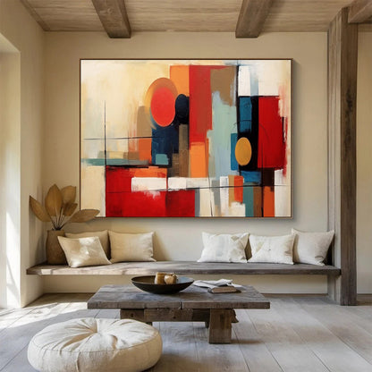 Geometric Abstract Shapes - Cubist - Inspired Painting On Canvas DLZ219