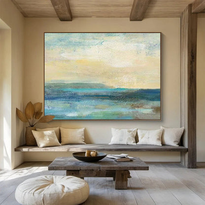 “Blue - Green Abstract Sea” Abstract Acrylic Painting On Canvas DKH435
