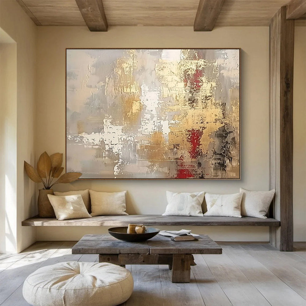 “Gold, Gray, Abstract ‘Elegant Textures’” - Textured Abstract Painting On Canvas DLZ045