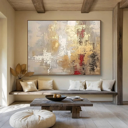 “Gold, Gray, Abstract ‘Elegant Textures’” - Textured Abstract Painting On Canvas DLZ045