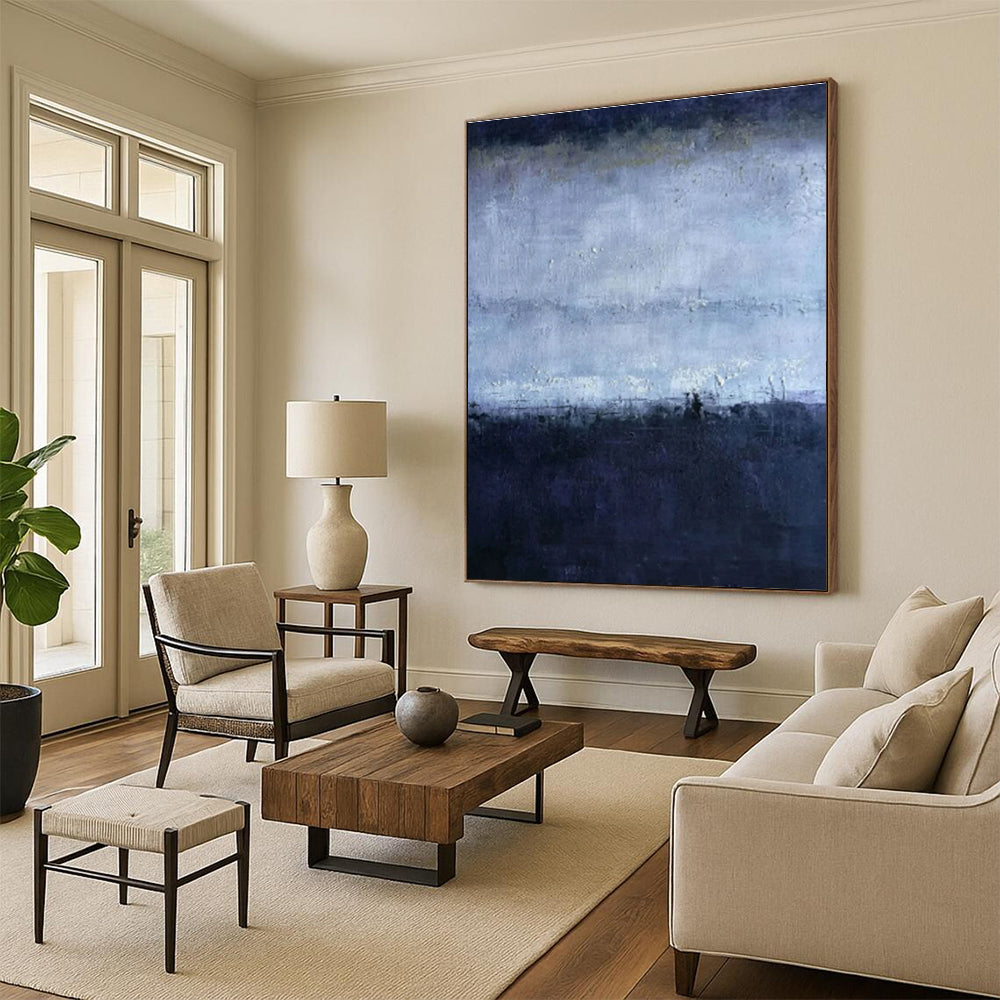 “Moody Blue Gradient” ，Abstract Seascape Oil Painting CT0897