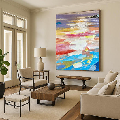 Colorful Sunset - like Blends, “Twilight Rhapsody” - Abstract Landscape Oil Painting CT0724