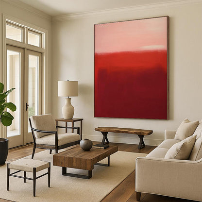 Gradient Red Tones, “Crimson Calm” - Color - Field Oil Painting CT0744