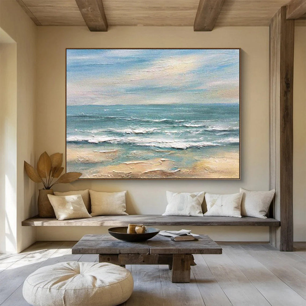 “Colorful Seaside View” Impressionist Seaside Painting On Canvas DKH530