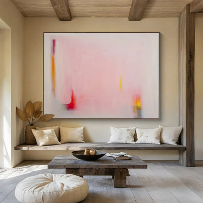 Minimalist Pink Abstract - Subtle Color Accents and Calm Composition Painting On Canvas DKH057