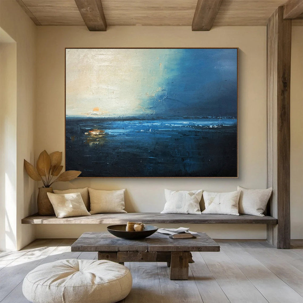 Moody Coastal Sunset - Impressionistic Seascape Painting On Canvas DKH647