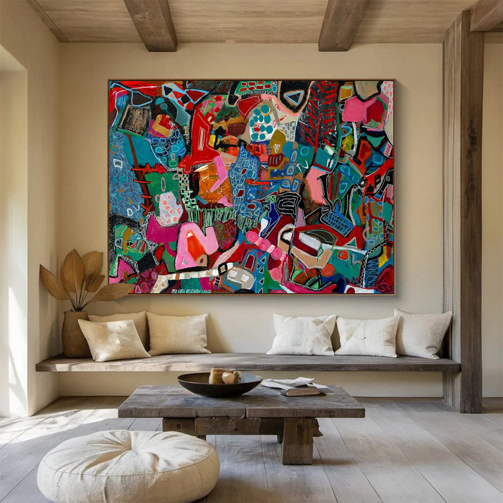 Vibrant Colorful Abstract - Abstract Expressionist Painting On Canvas DLZ242