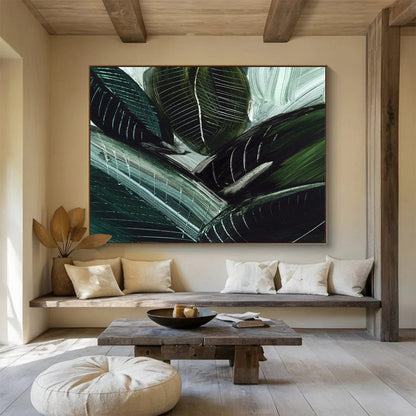“Dark Green Leafy Abstract” Botanical Abstract Painting On Canvas DLZ144
