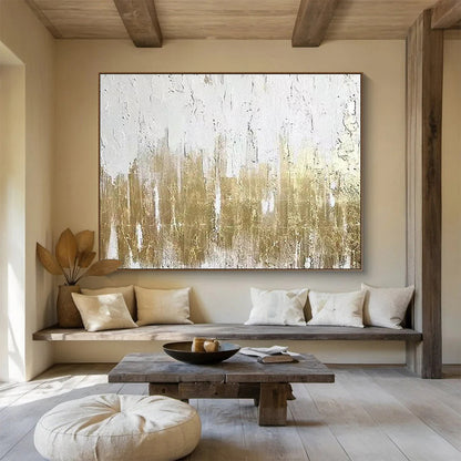 “Gold - Textured Abstract” Abstract Mixed - Media Painting On Canvas DKH427