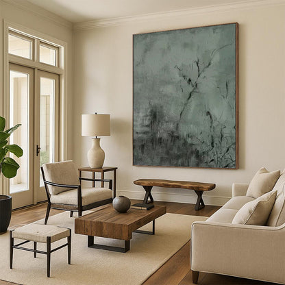 “Gray Textured Abstract” - Gray & Black Textured Abstract Painting On Canvas DKH1205
