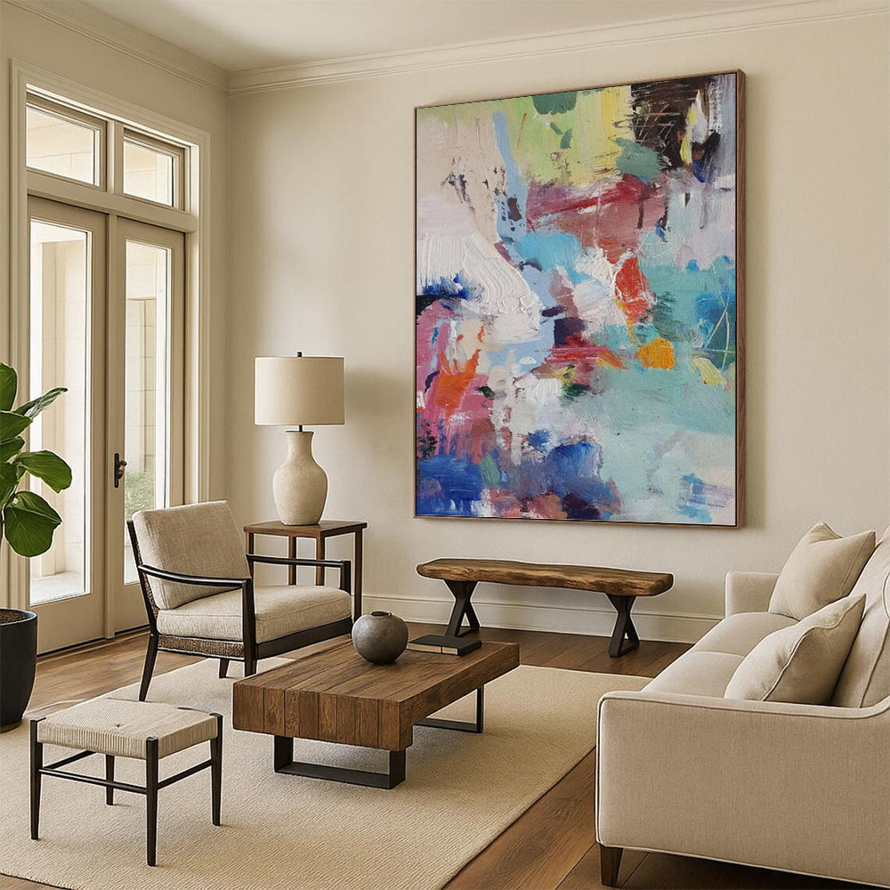 “Pastel Abstraction” - Soft Colorful Abstract Expressionist Painting On Canvas DKH1579