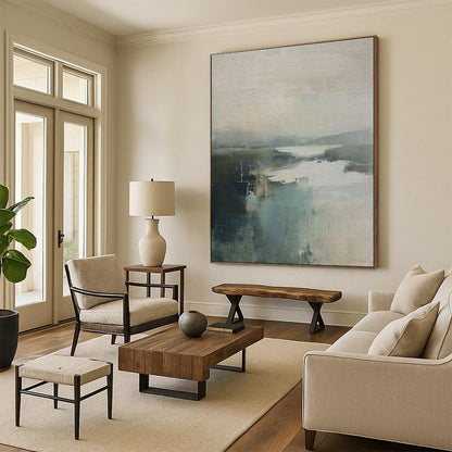 Muted Landscape - like Blurs, “Misty Morning Calm” - Abstract Landscape Oil Painting CT0740