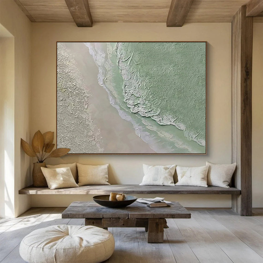 Green and Gray Textured Landscape - Abstract Landscape Painting On Canvas DLZ248