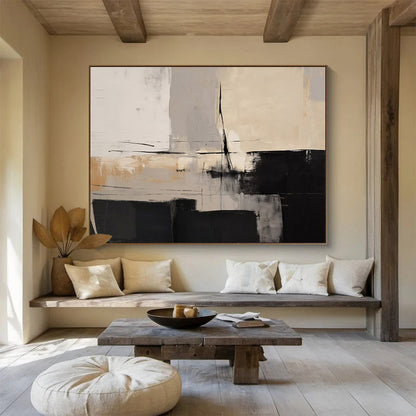 Neutral Tones Abstract Geometric Shapes Painting On Canvas DKH241