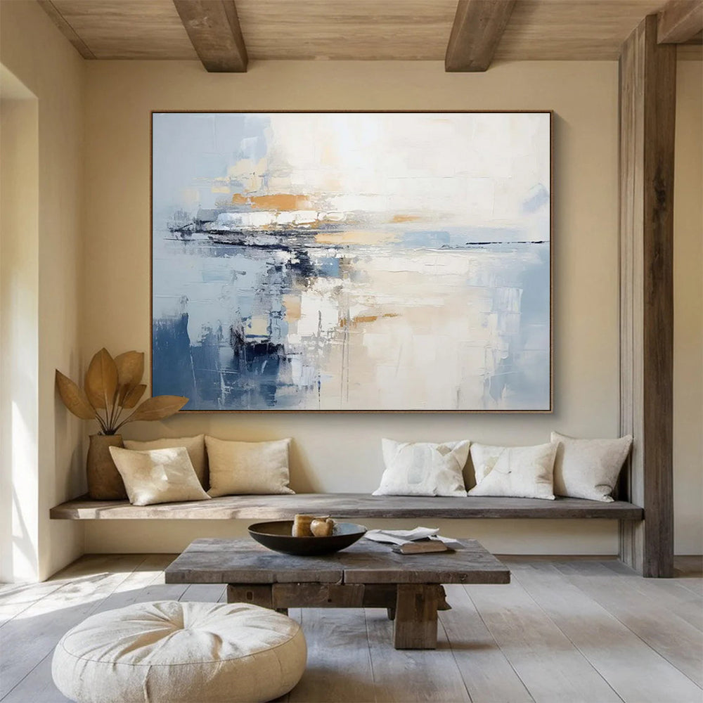 “Muted Tones Abstract Horizon” Minimalist Seascape Painting On Canvas DLZ090