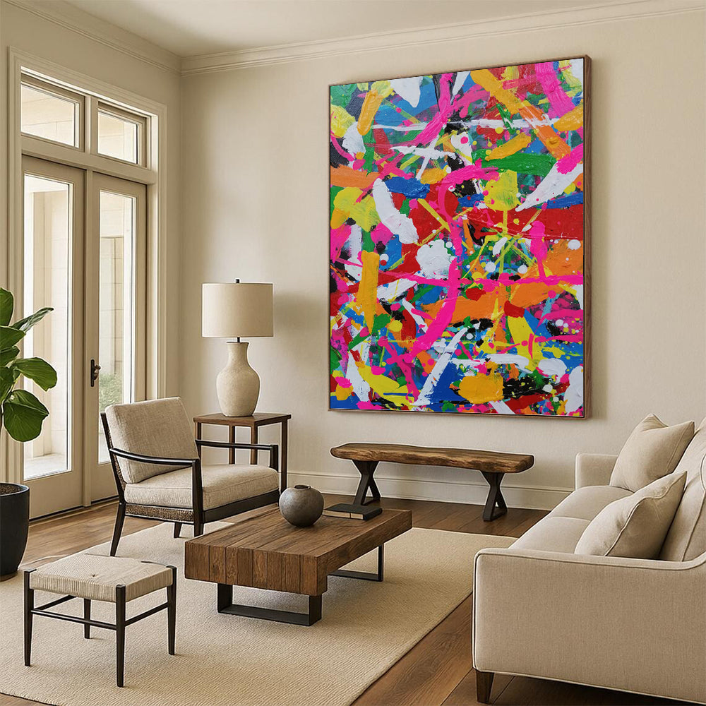 Color Explosion Splatter - Abstract Expressionist Painting On Canvas DKH1277