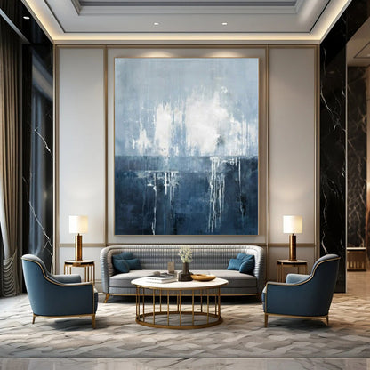 “Blue - Gray Abstract Drips” – Abstract Expressionist Painting CT1138
