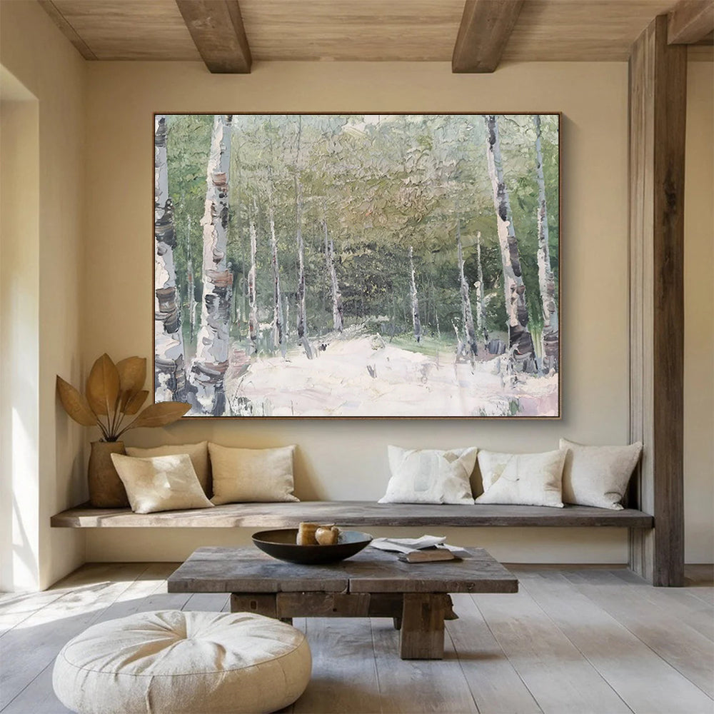 Birch Forest Path - Impressionistic Landscape Painting On Canvas DKH629