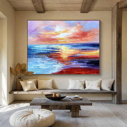 Colorful Sunset Seascape Painting On Canvas DKH294