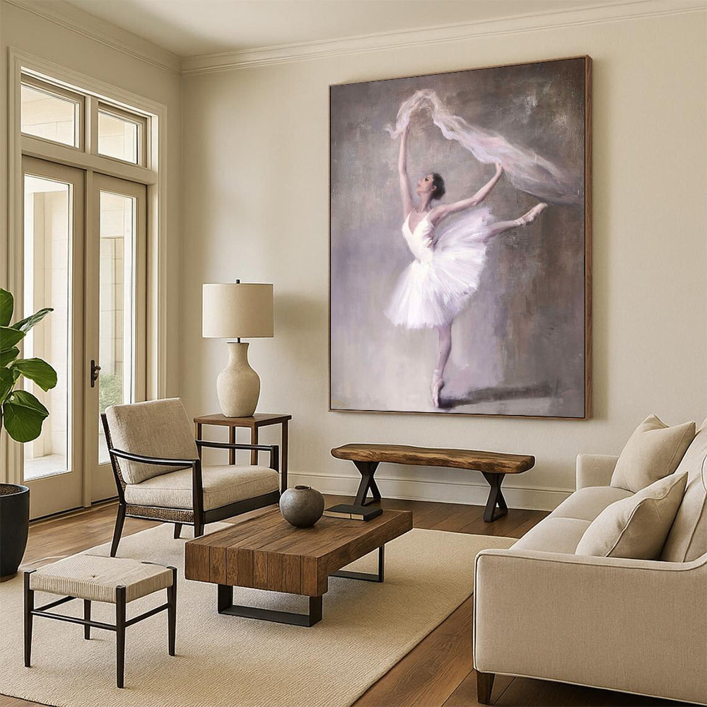 “Graceful Ballerina with Veil” – Realistic Oil Painting On Canvas CT2181