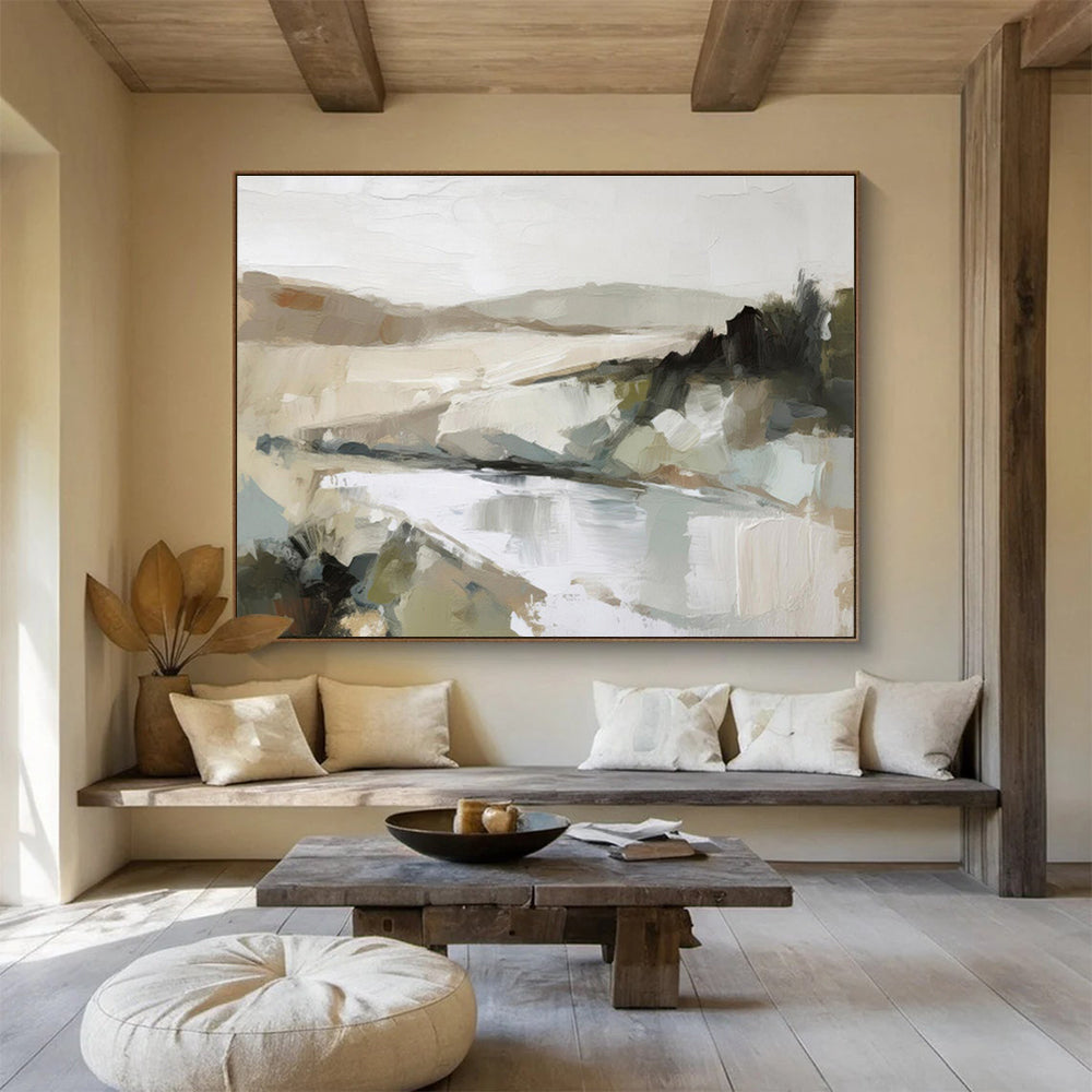 Muted Landscape Soft Tones Abstract Terrain Painting On Canvas DKH238