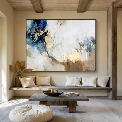 “Blue - Gold Abstract Repetition” Abstract Acrylic Painting On Canvas DKH509