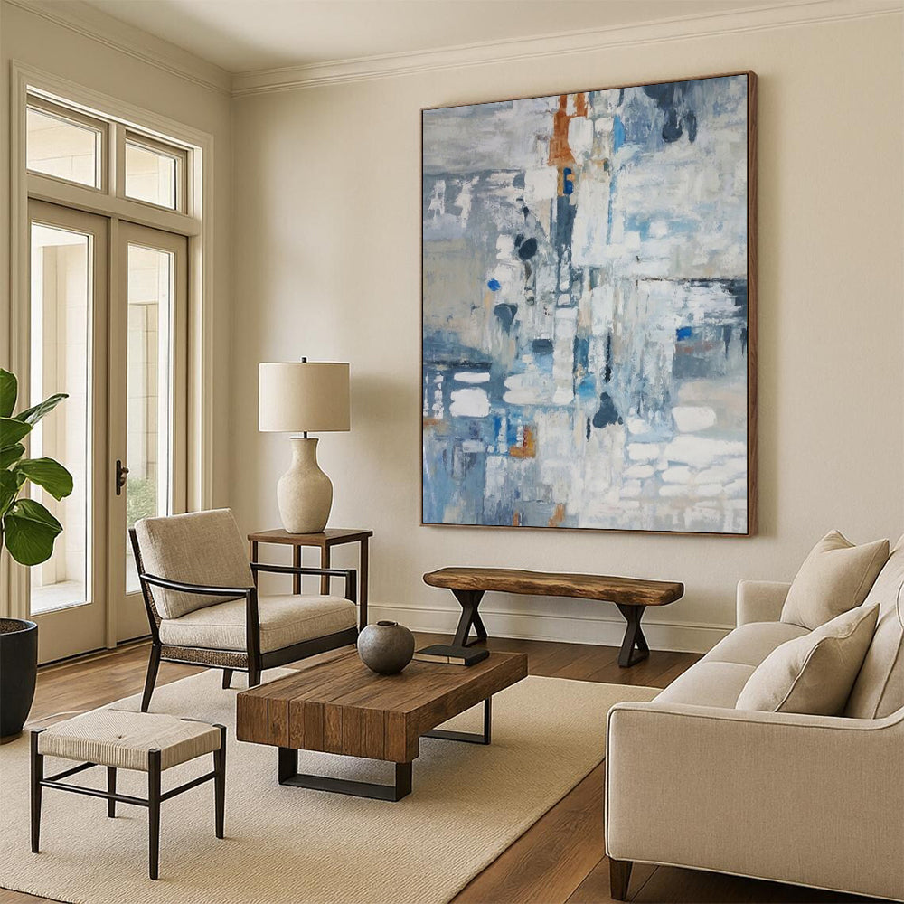 “Blue Abstract Composition” - Expressionist Painting On Canvas DTP028