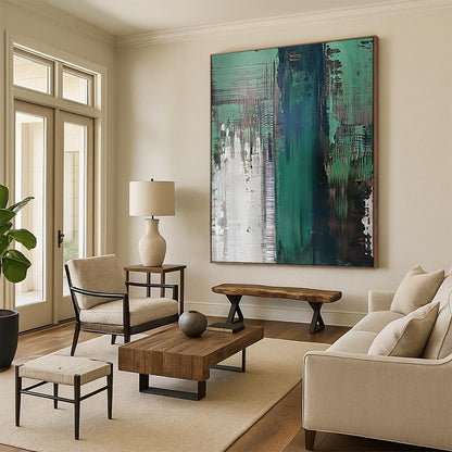 “Teal and Green Abstract” - Modern Abstract Art CT2021