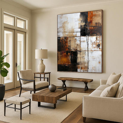 Rustic Abstract in Earthy Tones - Abstract Painting On Canvas DKH1308