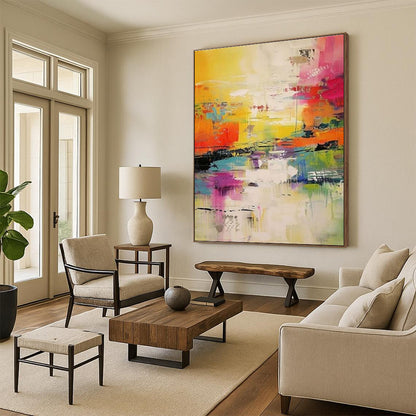 “Bright Chaos, Colorful Splashes” - “Life’s Palette”，Abstract Expressionist Acrylic Painting CT0692